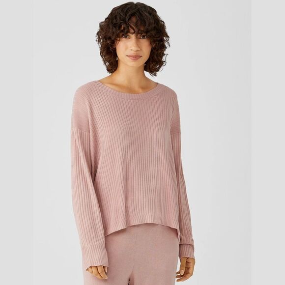 Eileen Fisher Peruvian Organic Cotton Blend Box-Top in Light Pink - Picture 2 of 8